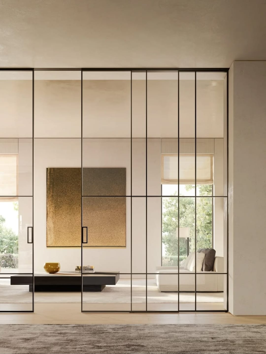 Slim-frame aluminium glass partition wall