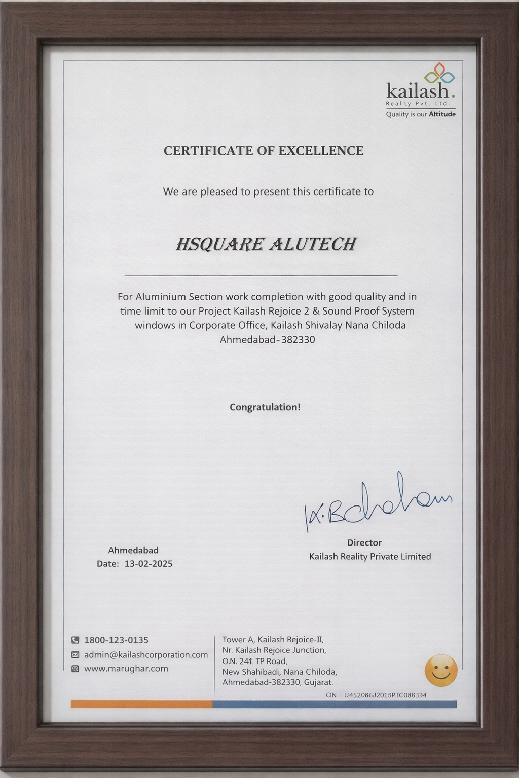 Kailash Realty Certificate