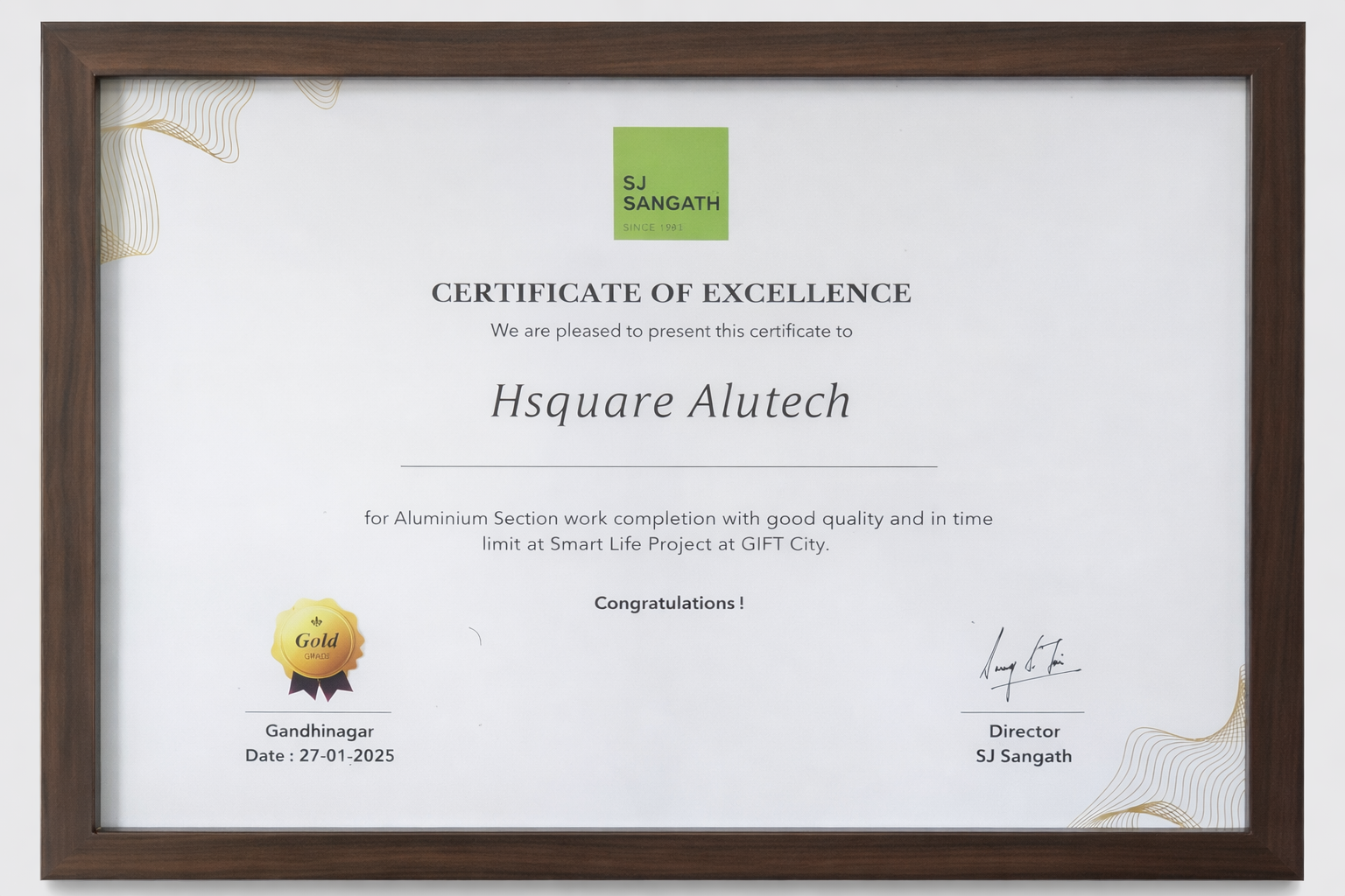SJ Sangath Certificate